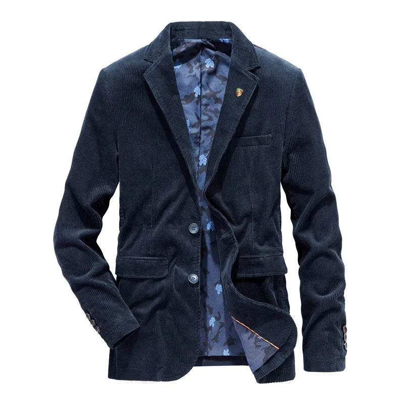 Blazer Marrón Con Corte Recto Y Aspecto Côtelé Para Hombre | Ideal Para Uso Profesional Y Eventos