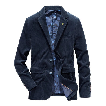 Blazer Marrón Con Corte Recto Y Aspecto Côtelé Para Hombre | Ideal Para Uso Profesional Y Eventos