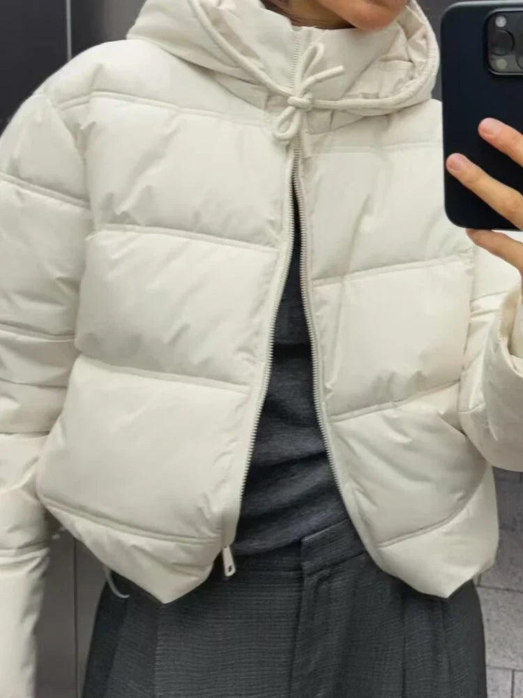 Chaqueta Acolchada Corta con Capucha para Mujer | Uso Diario en Otoño e Invierno