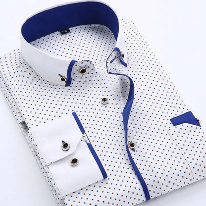 Camisa de Manga Larga con Corte Ajustado y Cuello Clásico para Hombre | Ideal para Uso Diario y Semi-Formal