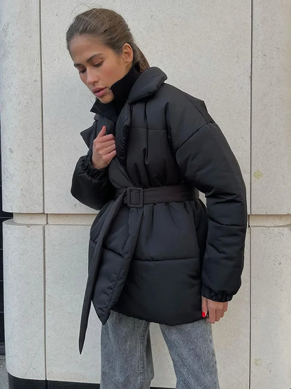 Abrigo Parka Acolchado Largo con Cinturón para Mujer | Uso Diario y Profesional en Invierno