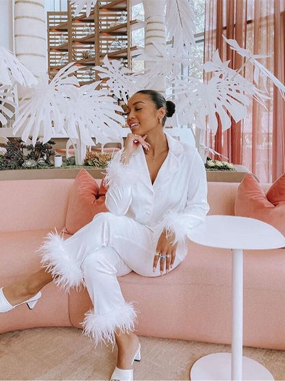 Conjunto de Dos Piezas con Detalles Decorativos en Mangas y Bajo para Adultos | Ideal para Uso Casual