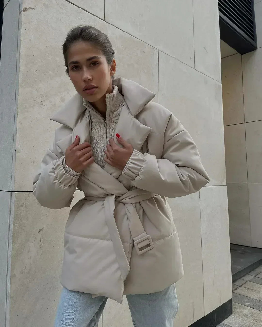 Abrigo Parka Acolchado Largo con Cinturón para Mujer | Uso Diario y Profesional en Invierno