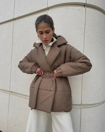 Abrigo Parka Acolchado Largo con Cinturón para Mujer | Uso Diario y Profesional en Invierno