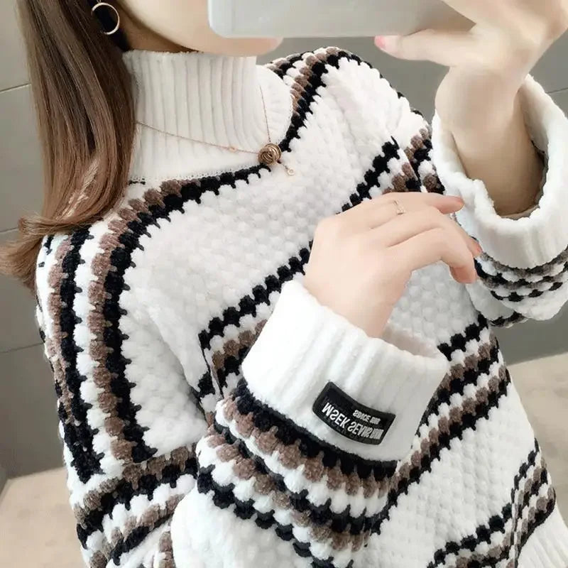 Jersey de Cuello Alto con Corte Amplio Para Mujer | Ideal Para Invierno