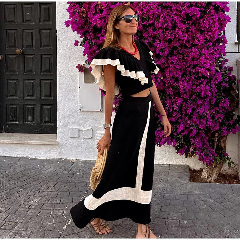 Conjunto De Outfit De Dos Piezas Con Cintura Alta Para Mujer | Ideal Para Verano Y Vacaciones