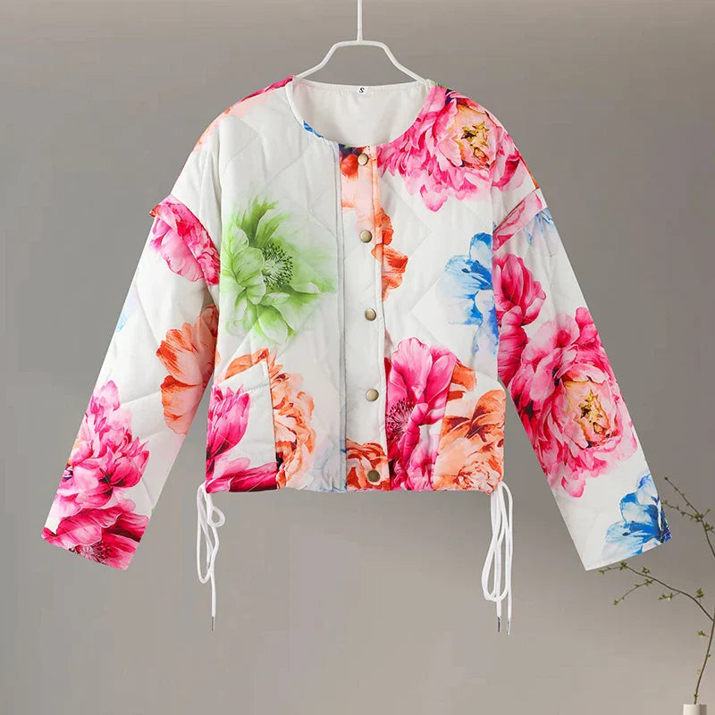 Chaqueta Acolchada con Estampado Floral para Mujer | Ideal para Entretiempo y Uso Diario