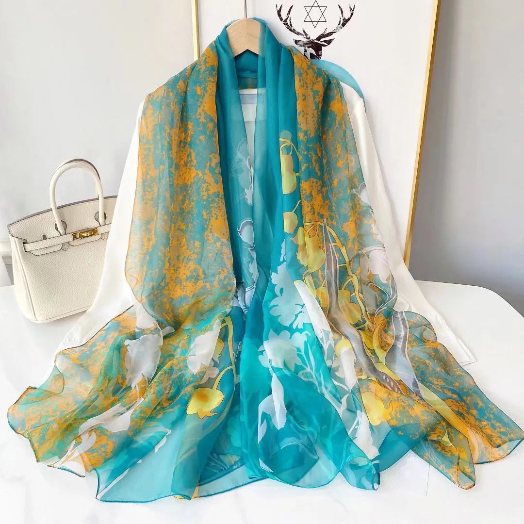 Pañuelo Largo con Estampado Paisajístico para Mujer | Ideal para Otoño e Invierno