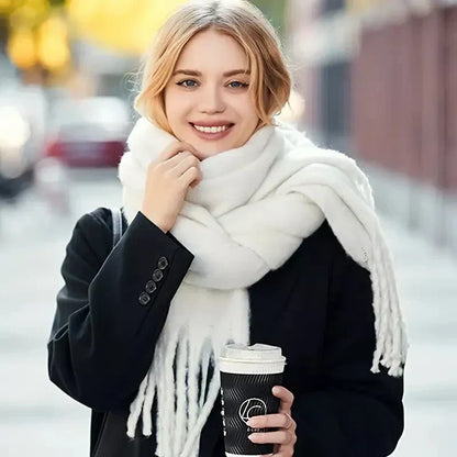 Bufanda Larga con Flecos Decorativos para Mujer | Ideal para Invierno