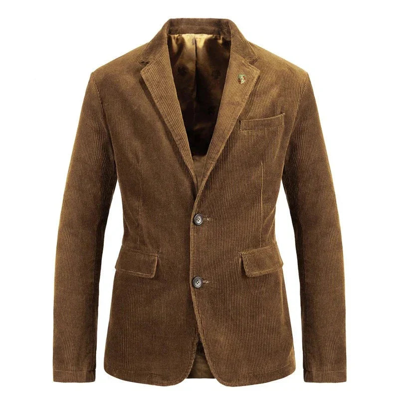 Blazer Marrón Con Corte Recto Y Aspecto Côtelé Para Hombre | Ideal Para Uso Profesional Y Eventos