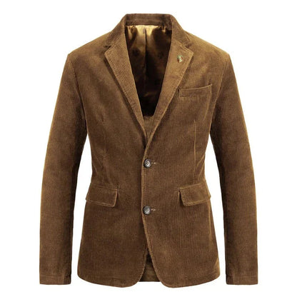 Blazer Marrón Con Corte Recto Y Aspecto Côtelé Para Hombre | Ideal Para Uso Profesional Y Eventos