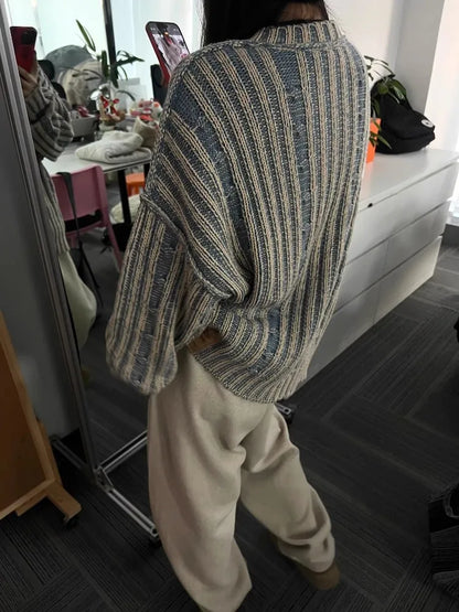 Jersey De Rayas Con Corte Oversize Para Mujer | Ideal Para Uso Diario