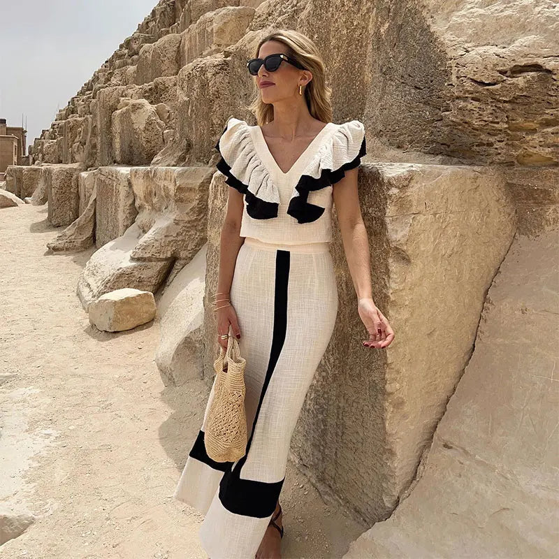 Conjunto De Outfit De Dos Piezas Con Cintura Alta Para Mujer | Ideal Para Verano Y Vacaciones