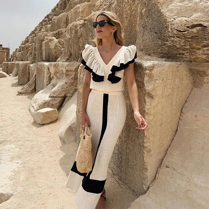 Conjunto De Outfit De Dos Piezas Con Cintura Alta Para Mujer | Ideal Para Verano Y Vacaciones