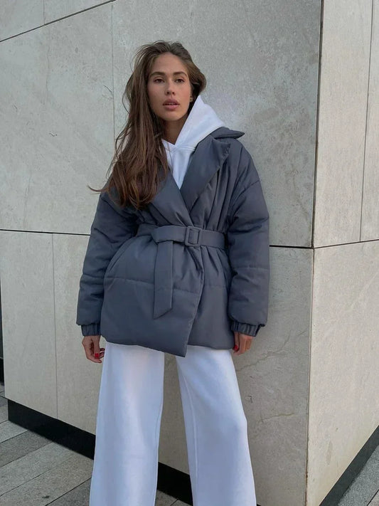 Abrigo Parka Acolchado Largo con Cinturón para Mujer | Uso Diario y Profesional en Invierno