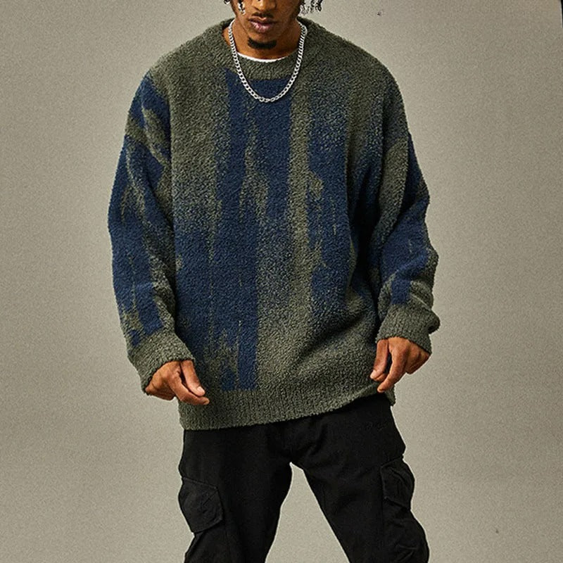 Jersey con Motivo Abstracto Integral y Acabados Acanalados para Hombre | Ideal para Uso Diario