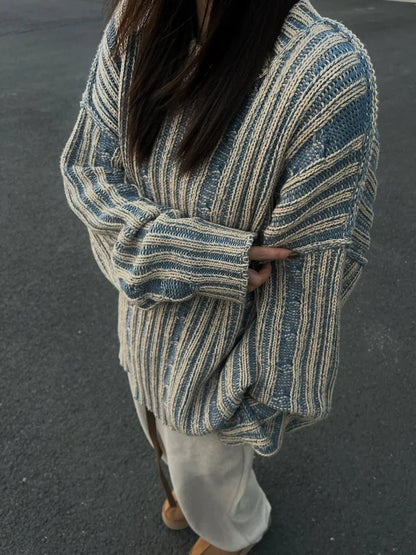 Jersey De Rayas Con Corte Oversize Para Mujer | Ideal Para Uso Diario