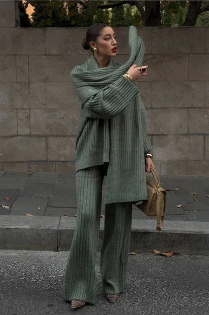 Conjunto de Suéter de Cuello Alto y Pantalón Amplio Para Mujer | Ideal Para Uso Diario