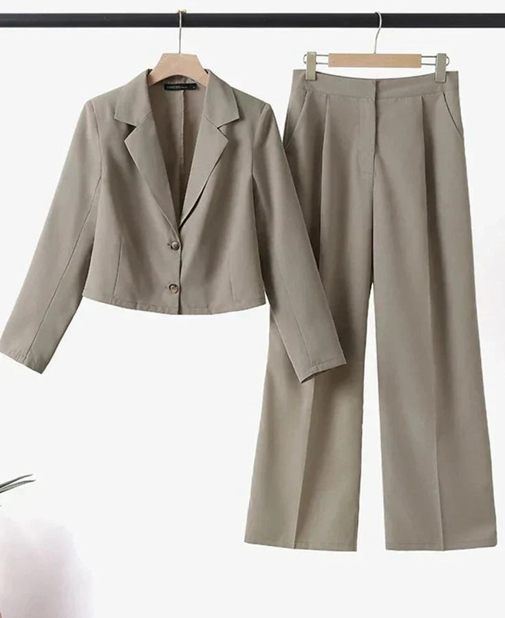 Conjunto de Dos Piezas con Blazer y Pantalón de Cintura Alta para Mujer | Ideal para Todo el Año