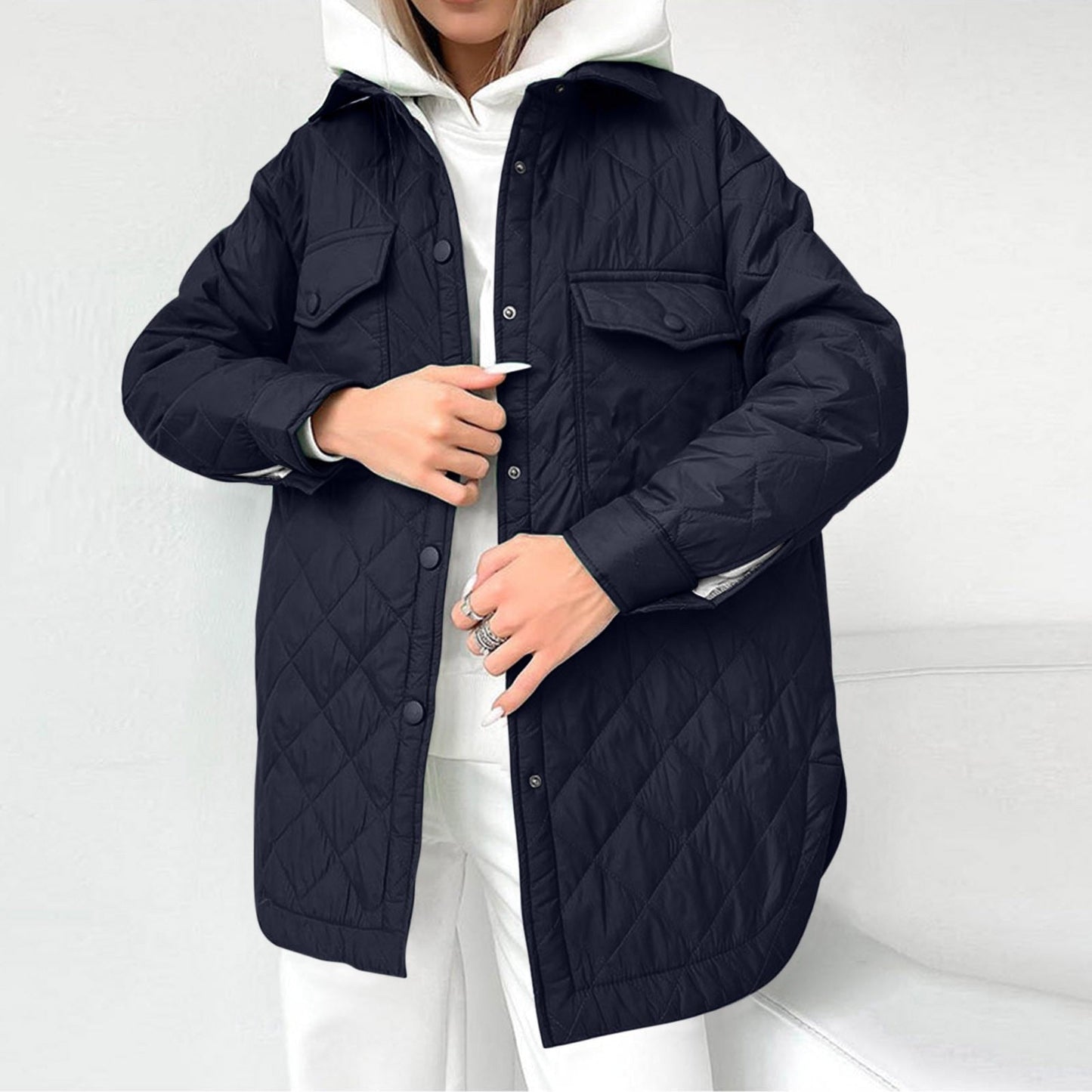 Chaqueta Larga con Cierre de Presión para Mujer | Ideal para Invierno