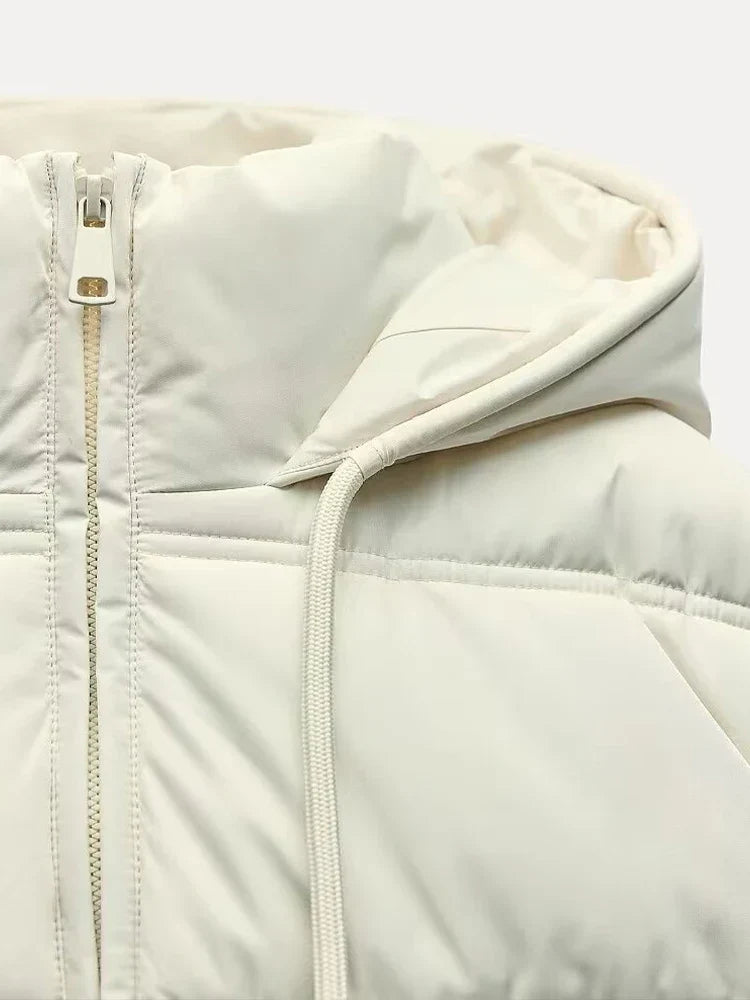 Chaqueta Acolchada Corta con Capucha para Mujer | Uso Diario en Otoño e Invierno