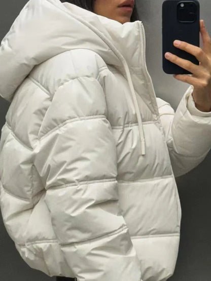 Chaqueta Acolchada Corta con Capucha para Mujer | Uso Diario en Otoño e Invierno