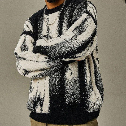 Jersey con Motivo Abstracto Integral y Acabados Acanalados para Hombre | Ideal para Uso Diario