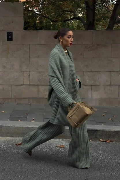 Conjunto de Suéter de Cuello Alto y Pantalón Amplio Para Mujer | Ideal Para Uso Diario