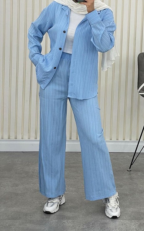 Conjunto De Dos Piezas con Camisa Abotonada y Pantalón Recto para Adultos | Ideal para Uso Diario