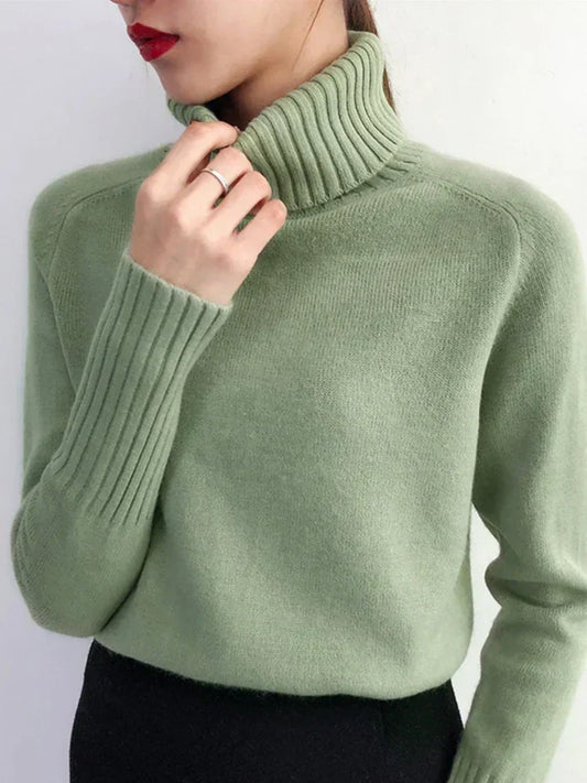 Jersey De Cuello Alto Con Tejido De Canalé Para Mujer | Ideal Para Invierno