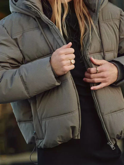 Chaqueta Acolchada Corta con Capucha para Mujer | Uso Diario en Otoño e Invierno