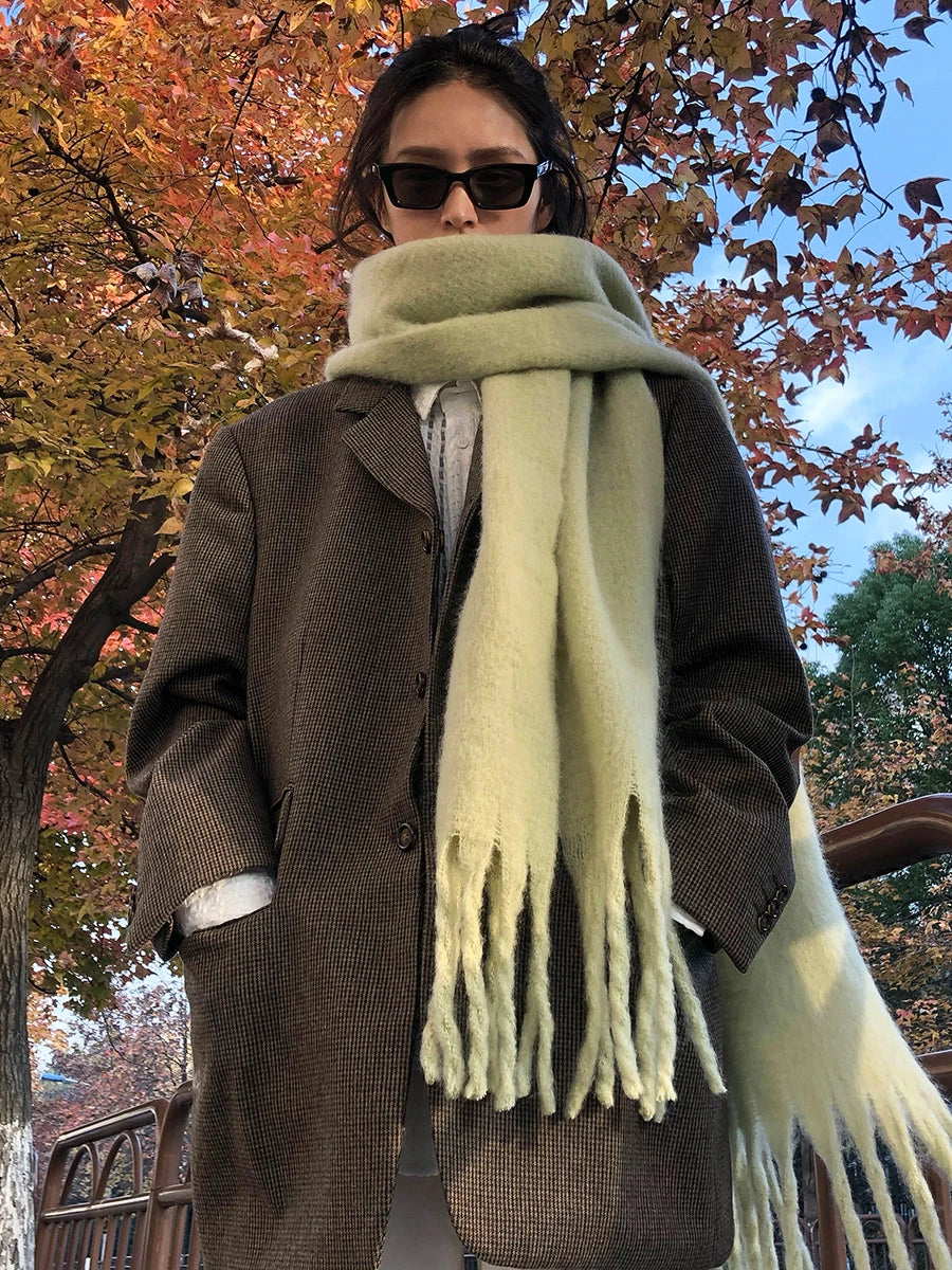 Bufanda Larga con Flecos Decorativos para Mujer | Ideal para Invierno