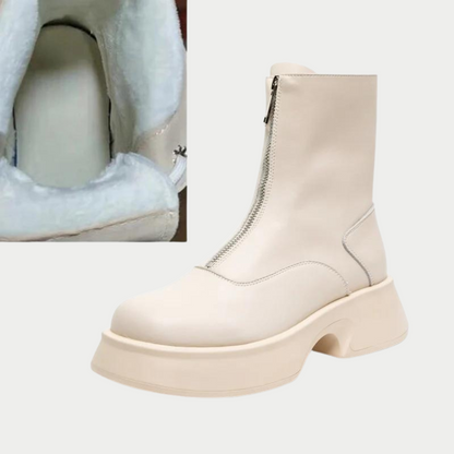Botas De Invierno Con Tacón Grueso Y Cierre Frontal Para Mujer | Ideal Para Invierno