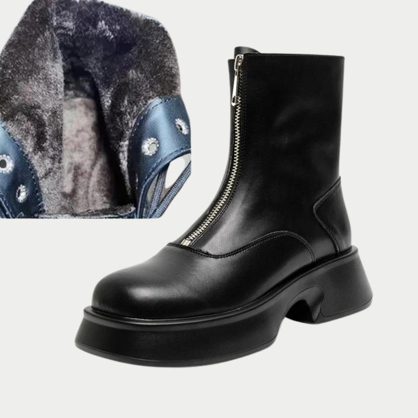 Botas De Invierno Con Tacón Grueso Y Cierre Frontal Para Mujer | Ideal Para Invierno