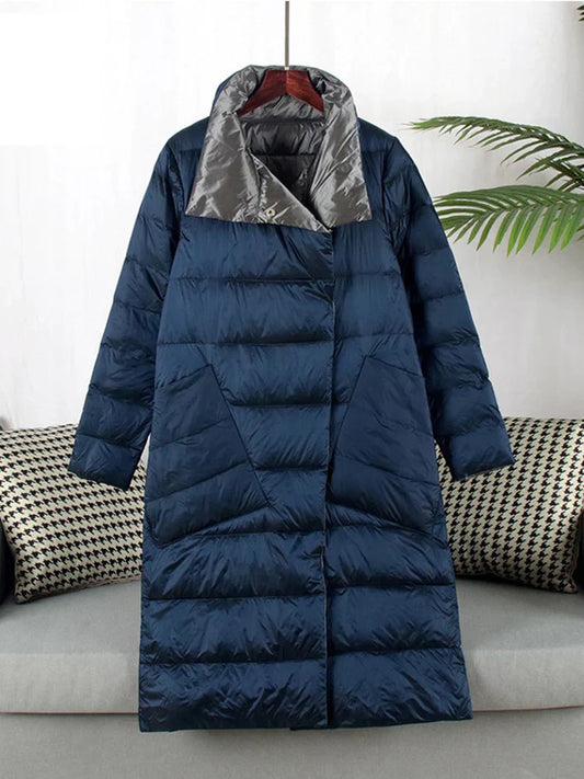 Manteco Largo con Estampado de Cuadros y Cierre de Botones para Mujer | Ideal para Invierno