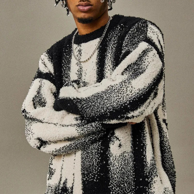 Jersey con Motivo Abstracto Integral y Acabados Acanalados para Hombre | Ideal para Uso Diario