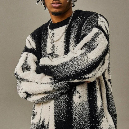 Jersey con Motivo Abstracto Integral y Acabados Acanalados para Hombre | Ideal para Uso Diario