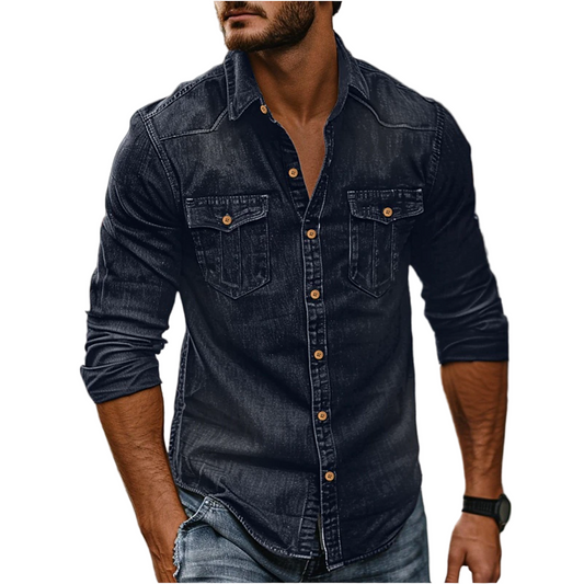 Camisa de Manga Larga con Pockets de Pecho para Hombres | Ideal para Uso Diario