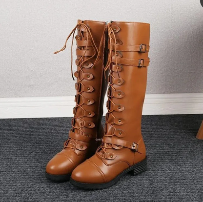 Botas con Cordones y Hebilla De Estilo Retro para Mujer | Ideal para Uso Diario