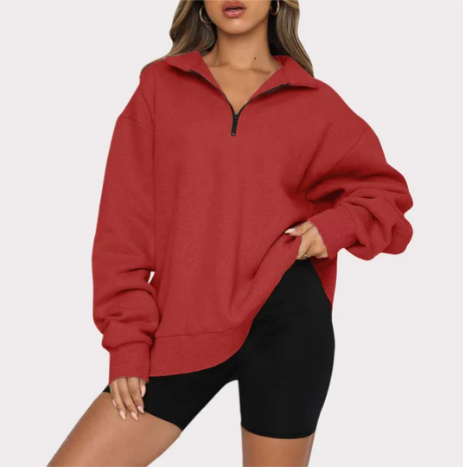 Sudadera con Cremallera Parcial y Corte Amplio para Mujer | Ideal para Uso Diario en Clima Fresco