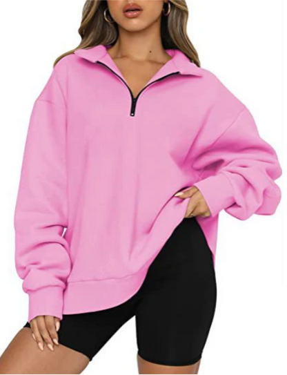 Sudadera con Cremallera Parcial y Corte Amplio para Mujer | Ideal para Uso Diario en Clima Fresco