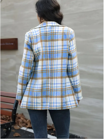 Chaqueta A Cuadros Con Cierre Frontal Para Mujer | Ideal Para Uso Diario