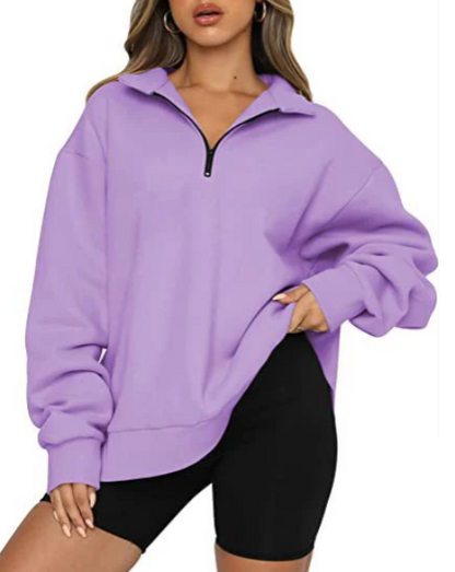 Sudadera con Cremallera Parcial y Corte Amplio para Mujer | Ideal para Uso Diario en Clima Fresco