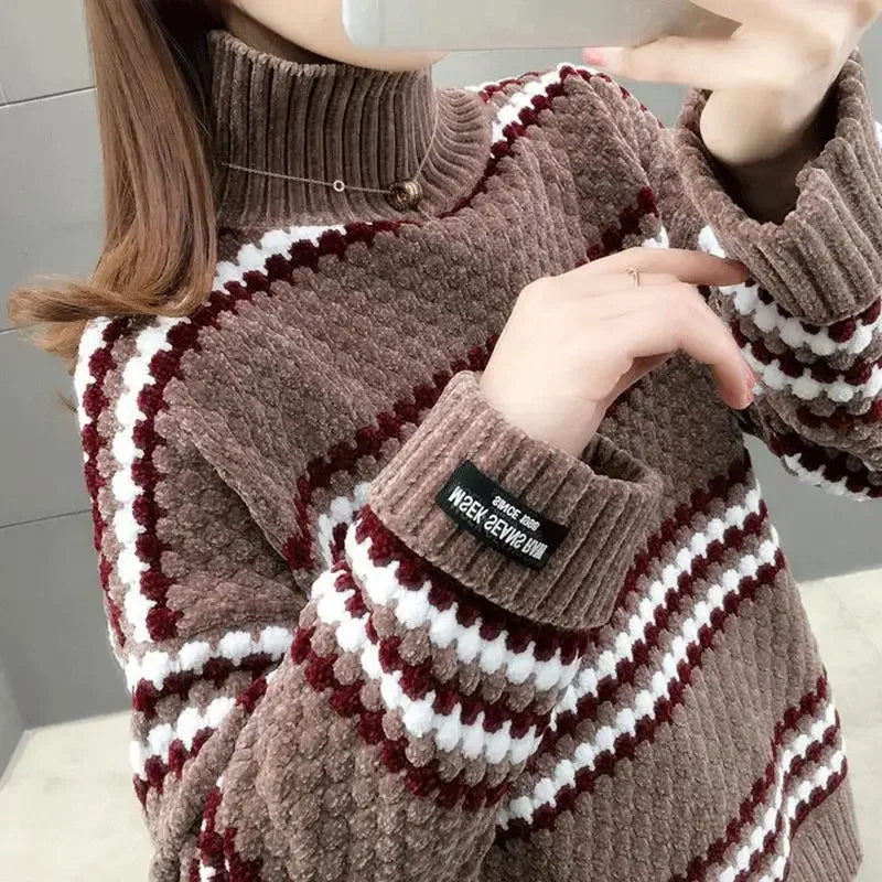 Jersey de Cuello Alto con Corte Amplio Para Mujer | Ideal Para Invierno