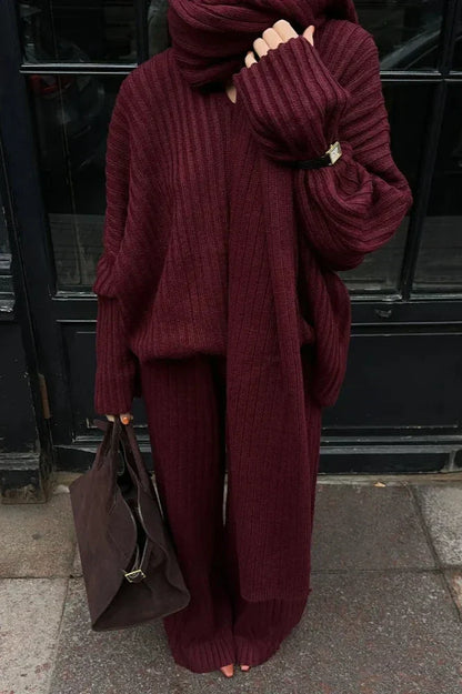 Conjunto de Suéter de Cuello Alto y Pantalón Amplio Para Mujer | Ideal Para Uso Diario