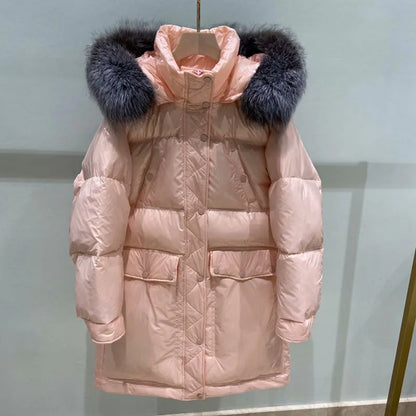 Parka Con Capucha De Corte Amplio con Acabado Metalizado para Mujer | Ideal para La Temporada Fría