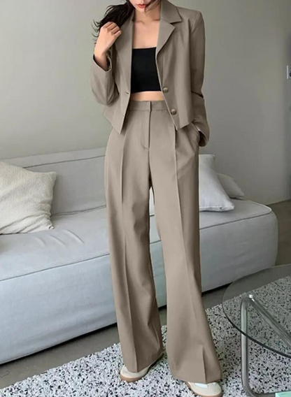 Conjunto de Dos Piezas con Blazer y Pantalón de Cintura Alta para Mujer | Ideal para Todo el Año