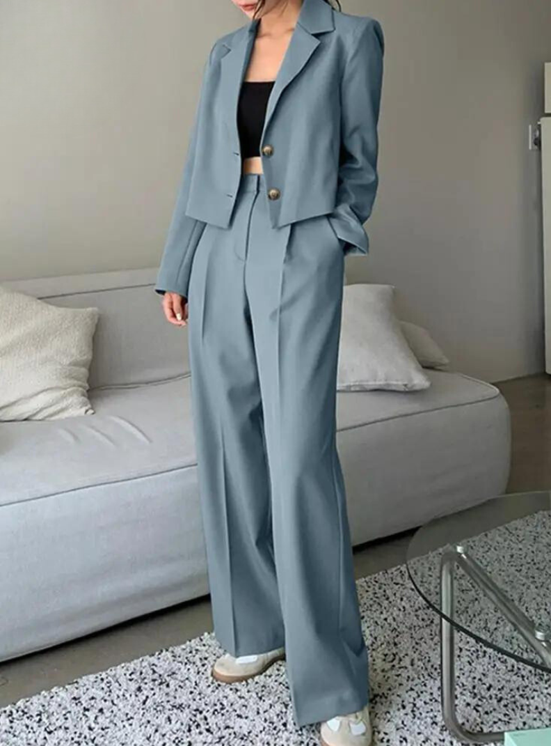 Conjunto de Dos Piezas con Blazer y Pantalón de Cintura Alta para Mujer | Ideal para Todo el Año