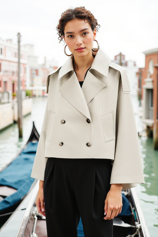 Trench Coat Corto De Doble Botonadura Para Mujer | Ideal Para Entretiempo