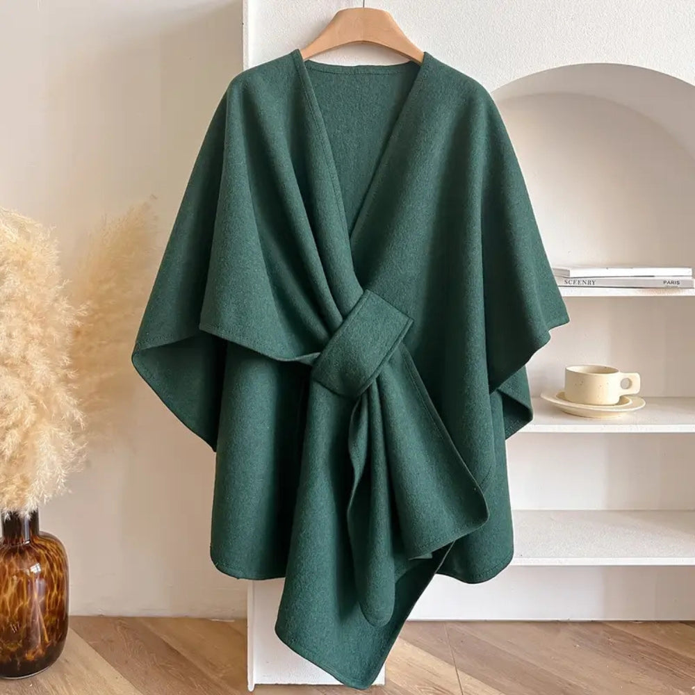 Manteo Tipo Poncho con Cinturón Ajustable para Mujer | Ideal para Entretiempo y Clima Fresco